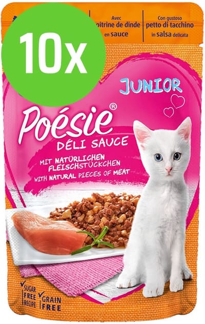 10x Vitakraft Poésie Déli Sauce kalkoen Junior 85g
