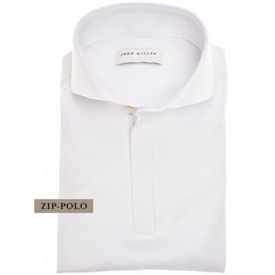 John Miller Polo Long Sleeve Slim Zip Collar Hyperstretch Wit / male