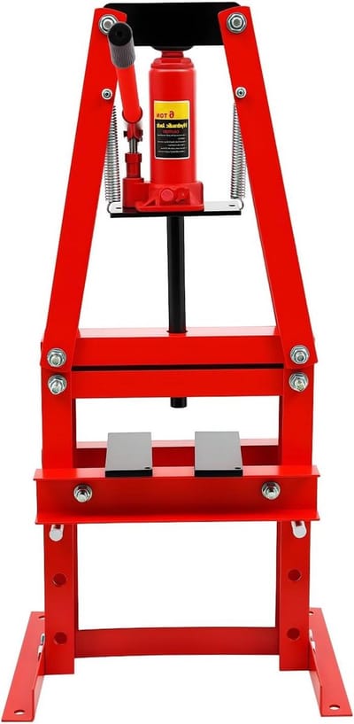 Hydraulische Werkplaatspers - Framepers Lagerpers - Onderdelen Persen - A-vormige Stabiele Structuur - 6 Ton - Rood