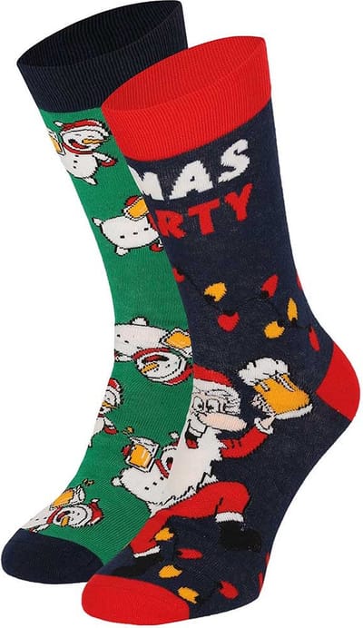 Apollo Foute Kerstsokken Heren 2-Pack XMAS Party Print - Maat 41-46