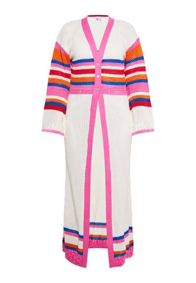 IZIA Vest Dames Wol Wit Veelkleurig