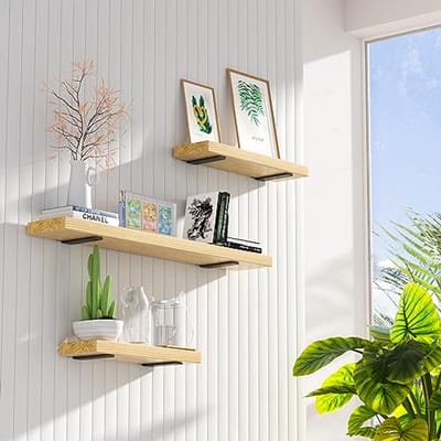Zwevende plankhouders - Metalen steunen - Keuken organiseren - Verborgen ontwerp - 30 cm 6 stuks - Zwart