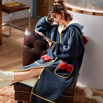Dames Winter Plus Size Flanellen Badjas Extra Lang met Capuchon Warme Badjas Dikke Berber Fleece Kimono Badjas Dressing Gown Badjassen XL black