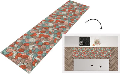 Keukenloper - Loper keuken - Boho - Patroon - Line art - Abstract - 200x50 cm - Keukenloper vinyl