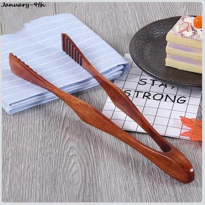 1Pc Bamboe Koken Keukentang Voedsel BBQ Gereedschap Salade Bacon Steak Brood Cake Houten Clip Thuis Keukengerei