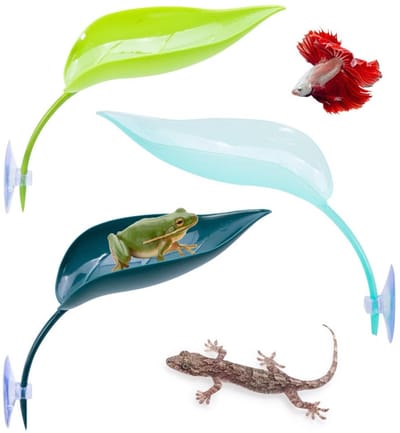 Dailygoods- Bladhangmat 3-delige set - Drijvende Bladdecoratie - Bevestiging met Zuignap - Voor Betta Bed - Hoogwaardig Plastic - Simulatie Blad Modellering - Aquariumdecoratie