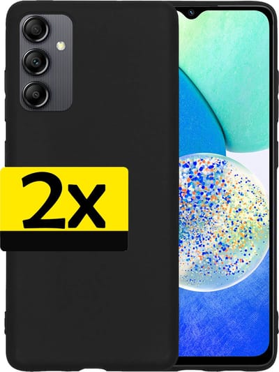 Hoesje - 2 Stuks - Geschikt voor Samsung Galaxy A14 - Sterk & Shockproof - Case Siliconen - Back Cover - Telefoon Hoes - Telefoonhoesjes - Zwart