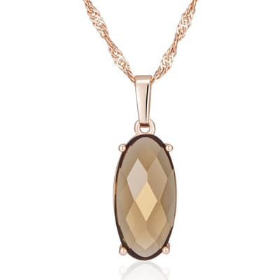 Collier pendentif en zircon naturel rond brun clair pour femme Simple Couleur Or Rose Bijoux de Qualité Supérieure pour le Quotidien beige