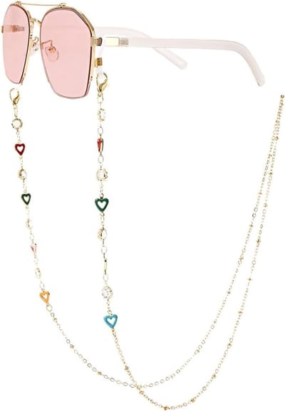 Modieuze Kleurige Zonnebrilkettingen en Leeshals voor Lezen, Hartvormige Ketting, Bohemian Stijl