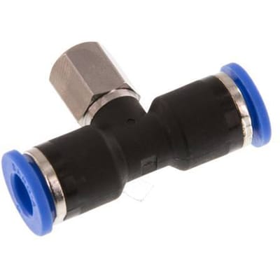 6mm X M 5 Inline T-stuk Insteek Fitting Met Binnendraad Messing/PA 66 NBR Rotatable [2 Stuks]