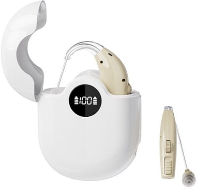ECTEATOY® Hoortoestellen - Digitaal Hoortoestel - Hoorapparaat Senior - Oplaadbare digitale geluidsversterker achter-het-oor met ruisonderdrukking 30 uur - Khaki