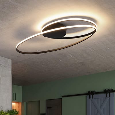 NETTLIFE Plafondlamp LED - Ovaal - zwart - Moderne Plafondverlichting - 3000K Warm Wit Licht - Metaal - 36W Keukenlamp - voor Gang | Woonkamer | Slaafkamer | Hal