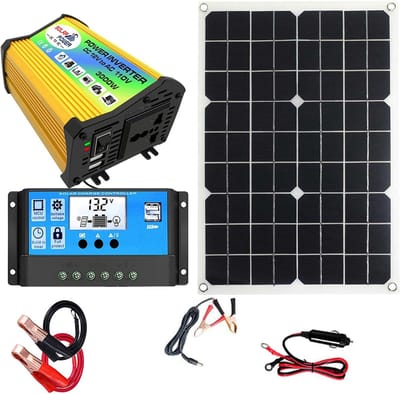 Zonne-energiesysteem - Energiekit Off-Grid - Energievoorziening Buiten - Veilige Laadregelaar - 3000W Omvormer - Meerkleurig
