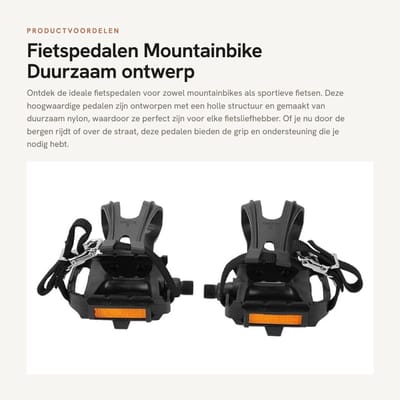 Dailygoods- Fietspedalen Hoogwaardig - Mountainbike/Racefiets - Teenclip/Riemen - Duurzaam Nylon - Schokbestendig - Eenvoudige Installatie - Fietsaccessoires