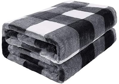Geruite fleece deken voor bank, warm en zacht, 130 x 150 cm