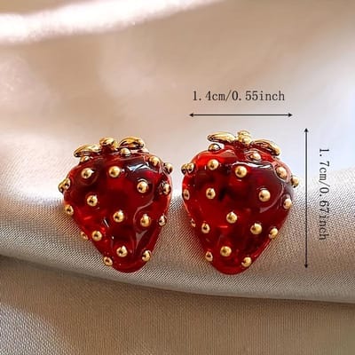 Boucles d'oreilles Stud Style Mode en Forme de Fraise Bijoux Cadeau de Fête brown