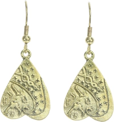 Behave - Oorhangers dames hartvorm - goudkleur - vintage romantisch