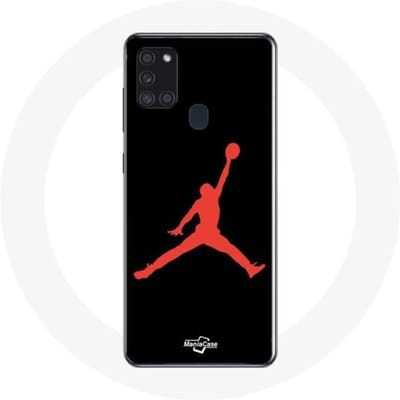 Coque - Maniacase - Samsung Galaxy A21S - Logo Michael Jordan - Rouge - Souple rouge