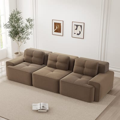 MODENUIT Sofa - Modulbank 3-Zits - Diepe Zitting En Montagevrij - Voor Woonkamer - Corduroy - Bruin