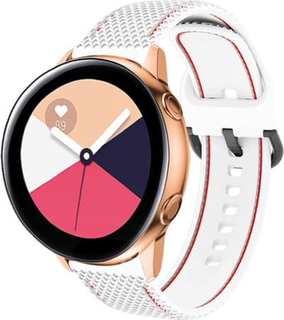 Siliconen bandje - geschikt voor Samsung Galaxy Watch 7 / Watch FE / Watch 6 / Watch 6 Classic / Watch 5 / Watch 5 Pro / Watch 4 / Watch 4 Classic / Watch 3 41 mm / Active / Active 2 / Watch 42 mm - wit / rood