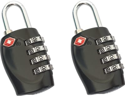 SUNMOOL TSA Kofferslot 4 cijfers - Reisslot - Reis Cijferslot - Cijferhangslot - Hangslot - Bagageslotjes - Slot voor Bagage : Zwart - 2 Stuks