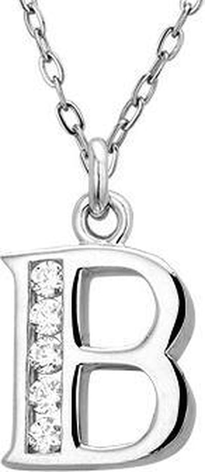 Montebello Ketting Letter B - Zilver Gerhod. - Alfabet - 20x10mm - 45cm