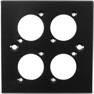 Wandplaat 86x86mm - geborsteld aluminium - 4 gaten - geschikt voor Neutrik aansluitingen - ShopVlot
