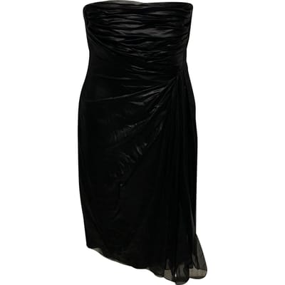 Valentino geplooide strapless mini-jurk van zwarte zijde