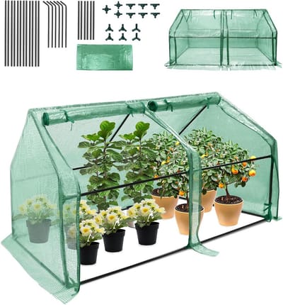 Mini Broeikas voor Planten met 2 Roldeuren - Tuin Tunnelkas voor Groei en Bescherming