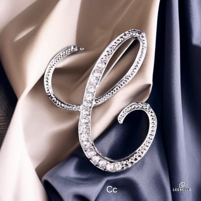 Luxe Strass | C | Letter Broche Zilverkleurig met Zirconia Steentjes – Unisex Cursieve Initialen Pin Diverse Maten Voor Heren & Dames