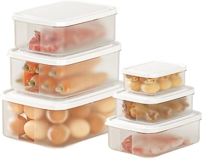 Voedsel Bewaarcontainers - Opslagbakjes Keuken - Maaltijden Voorbereiden - Luchtdichte Deksel - 6 Stuks Verschillende Maten - Transparant