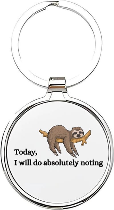 Akyol - today i will do absolutely nothing Sleutelhanger - Luiaard - dierenliefhebbers - sloth - zoogdier - dieren - slapen - dierentuin - safari - schattige sleutelhanger - slaapkop - sleutelhanger voor dierenliefhebbers - jungle - 4 x 7,5 CM