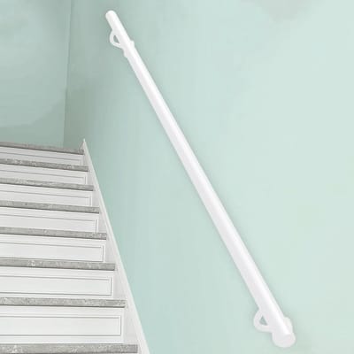 Metalen Trapleuning - Veiligheidsbeugel Wandmontage - Trap Veiligheid - Corrosiebestendig Staal - 480 cm - Wit