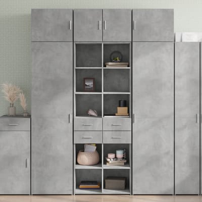 vidaXL - Hoge - kast - 70x42,5x185 - cm - bewerkt - hout - betongrijs