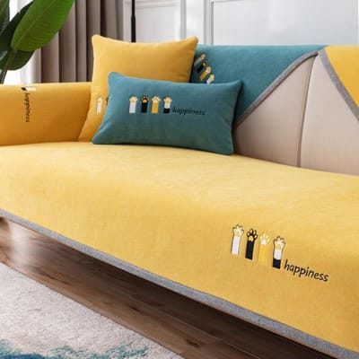 Universele Modulaire Anti-kras Sofa Hoes Zachte Chenille Geborduurde Sofa Handdoek Antislip Bankovertrek voor Woonkamer 90x70cm 1pc