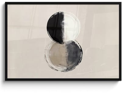Poster in lijst - Fotolijst 120x80 cm - Posters - Cirkels - Strepen - Minimalistisch - Zwart - Posterlijst zwart - Decoratie - Wanddecoratie woonkamer - Muurdecoratie slaapkamer