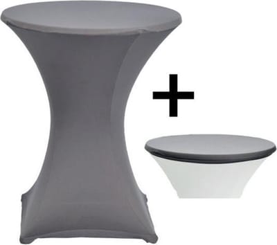 Cover Up Statafelrok Stretch - Ø80-85cm - Incl. Topcover - Grijs