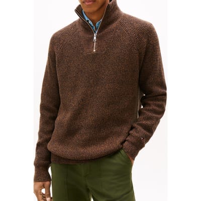Tommy Hilfiger Fisherman Rib Zip Sweater Highland Khaki Taglia: L | Maglioni a maglia Outlet | Uomo | Marrone
