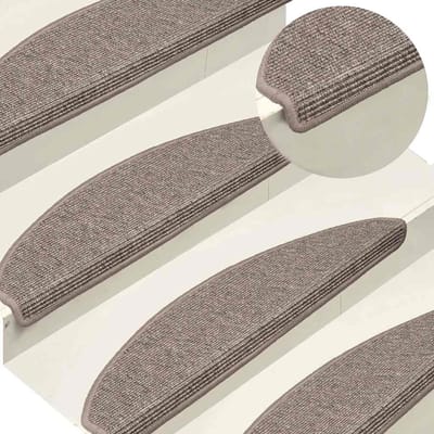 vidaXL - Trapmatten - 15 - st - 65x21x4 - cm - Donkerbeige - Halfrond - Groot