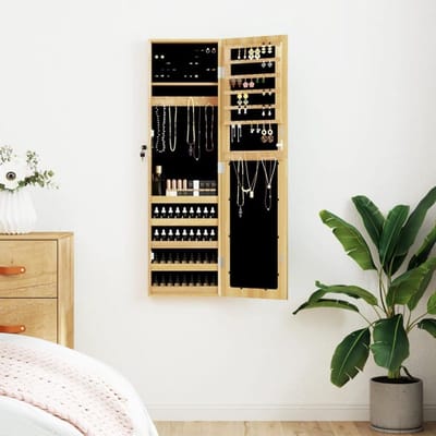 Sieradenkast met spiegel - Sieradenorganizer hout - Sieraden opbergen - Afsluitbaar met 2 sleutels