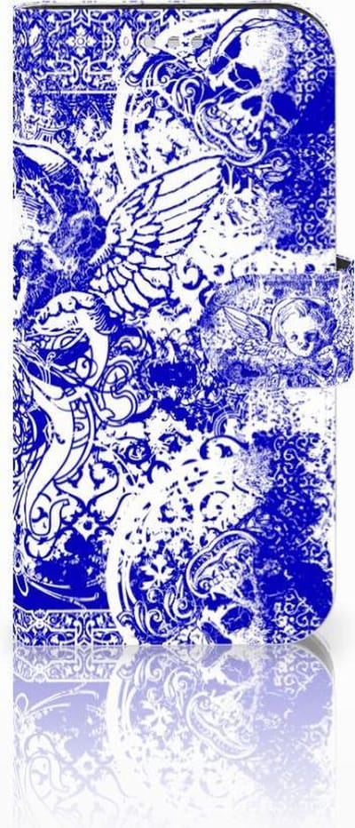 Telefoonhoesje met Naam Samsung Galaxy S7 Angel Skull Blauw