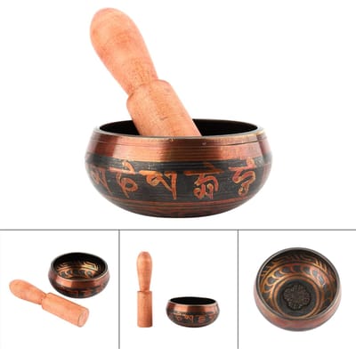 Boeddhisme Tibetaanse Handgehamerde Meditatie Gehamerde Yoga Koperen Klankschaal 8cm beige