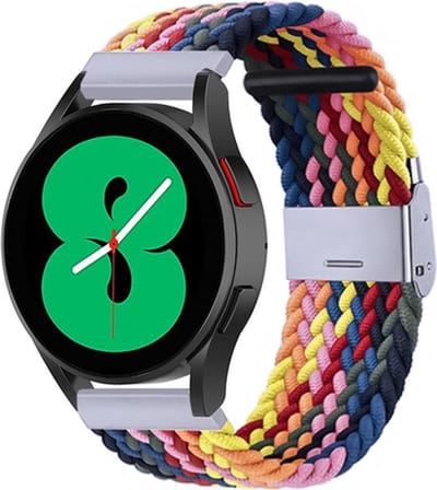 By Qubix - Geschikt voor Garmin bandje - Geschikt voor Garmin Venu / Sq / Sq2 / 2 plus - Braided nylon bandje - Multicolor Summer - Smartwatch bandje 20mm