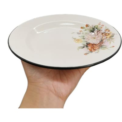 7  Fruitbord Emaille Bord Verdikt Rond Emaille Rijstbord Hotel Restaurant Serveerbord white