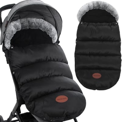 Kinderwagen voetenzak - Baby slaapzak - Winterse uitstapjes - Waterdicht fleece gevoerd - 85 x 35 cm - Zwart
