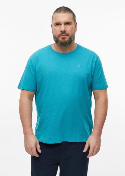 s.Oliver - male - T-shirt in vlamgarenstructuur met logodetail