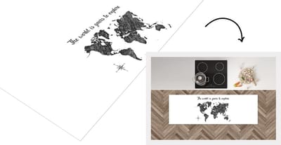 Keukenloper - Loper keuken - Kaart - Zwart - Spreuken - 150x50 cm - Keukenloper vinyl