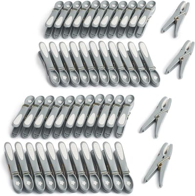 Premium Wasknijpers Bloem 48 Stuks - Ultiem Grijs-Wit
