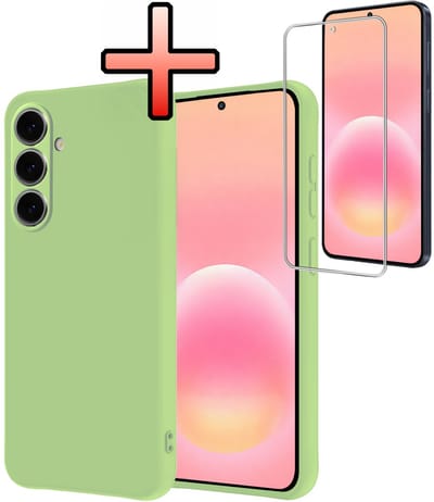 Hoesje - Met Screenprotector - Geschikt voor Samsung Galaxy A57 - Sterk & Shockproof - Back Cover - Siliconen Case - Telefoon Hoes - Groen