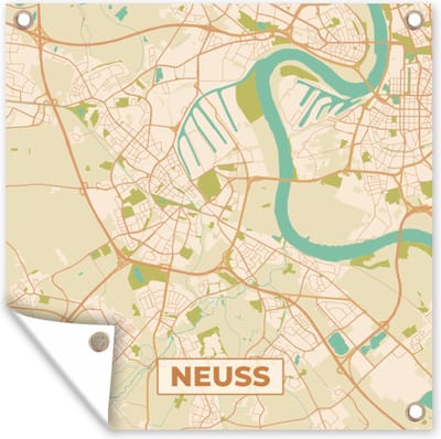 Tuin poster Neuss - Plattegrond - Kaart - Vintage - Stadskaart - 200x200 cm - Tuindoek